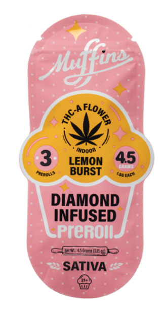 Muffins Diamond Infused Prerolls 4.5G | Lemon Burst (Sativa)